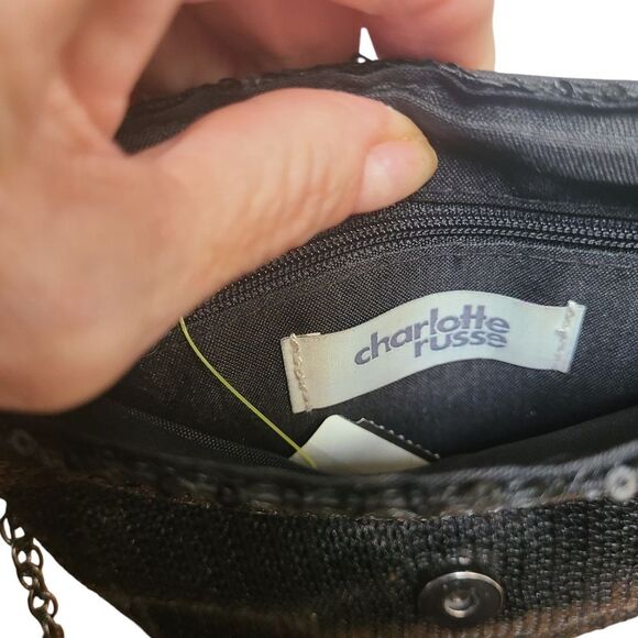 CHARLOTTE RUSSE Bag Shoulder or Clutch Sequins Bow Chain - Picture 7 of 13